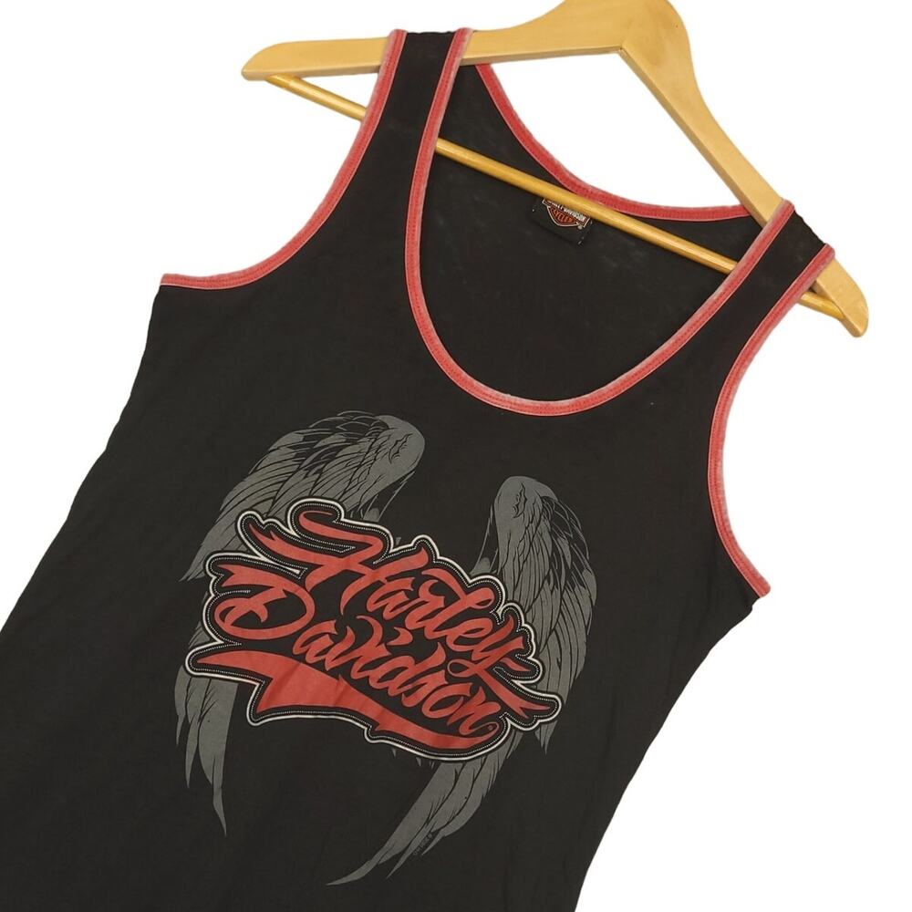 Harley Davidson St. Augustine FL Wings Graphic Tank Top Size Large Black Red